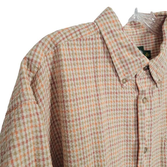 Cabela's Mens Size XL Shirt Seersucker Short Sleeve Camp Outdoors Button Plaid - Picture 4 of 7